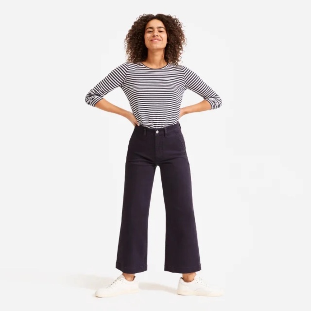 Everlane Wide-Leg Crop Pant in Navy Size 2